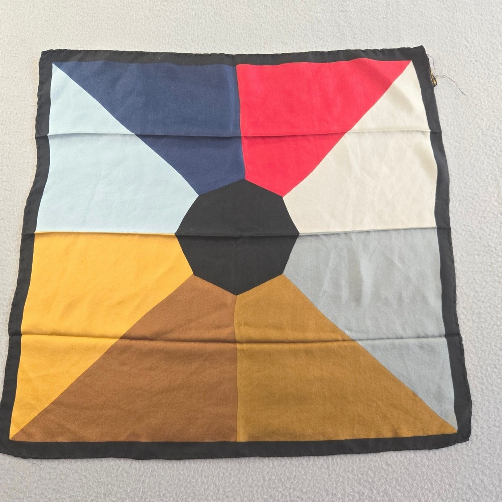 Ashear Pocket Square Mens OS Multicolor Geometric Silk Hand Rolled Made in Italy